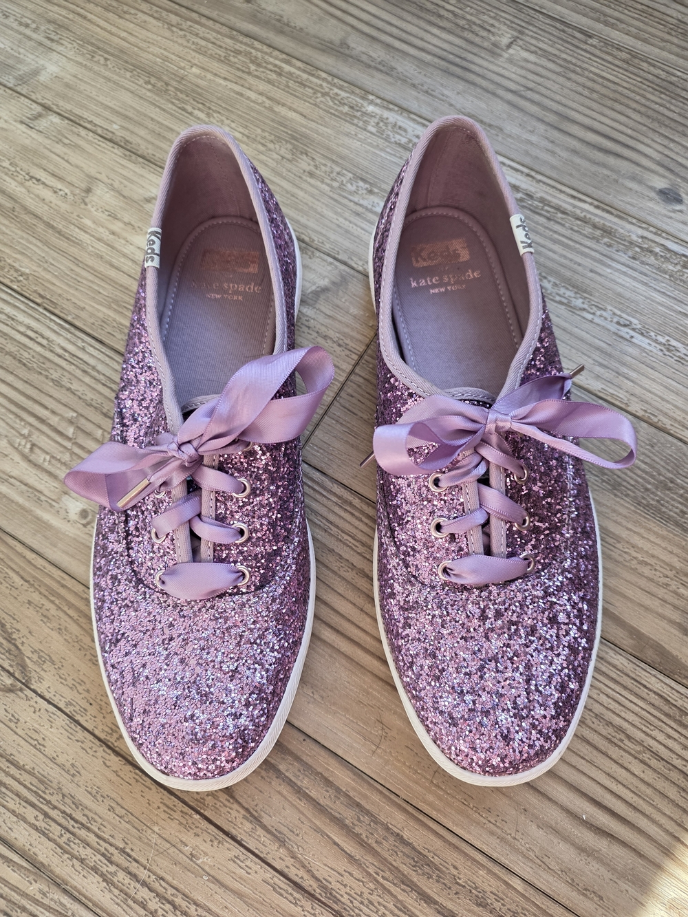kate spade New York Women's Purple Glitter Keds Oxford Sneakers